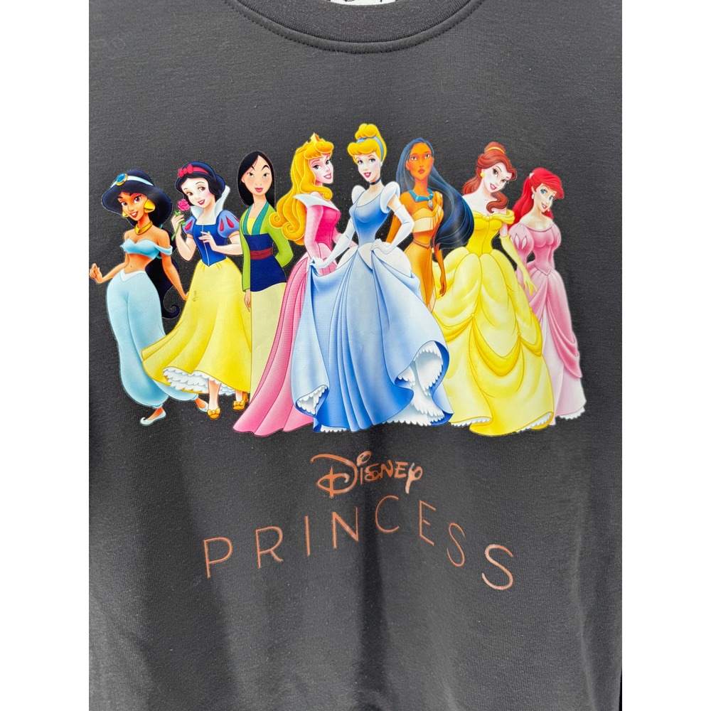 Disney Princess Sweatshirt Womens S Gray Cinderella Belle Ariel Graphic Crewneck - Picture 5 of 7